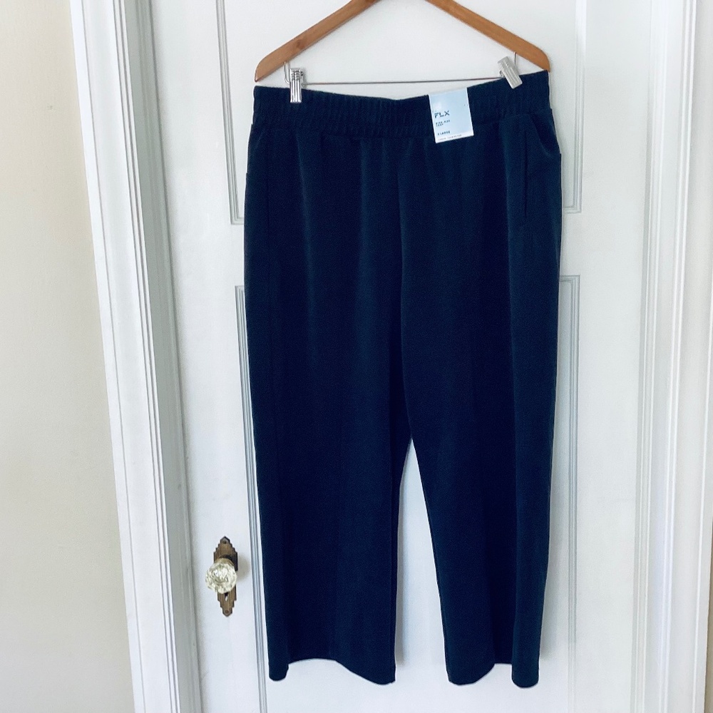 FLX Urban Commuter High Rise Crop wide leg Soft touch Pull on Pants Size XL NWT